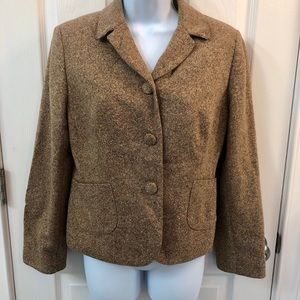 Ann Taylor Loft Tweed Blazer Jacket Brown 12P